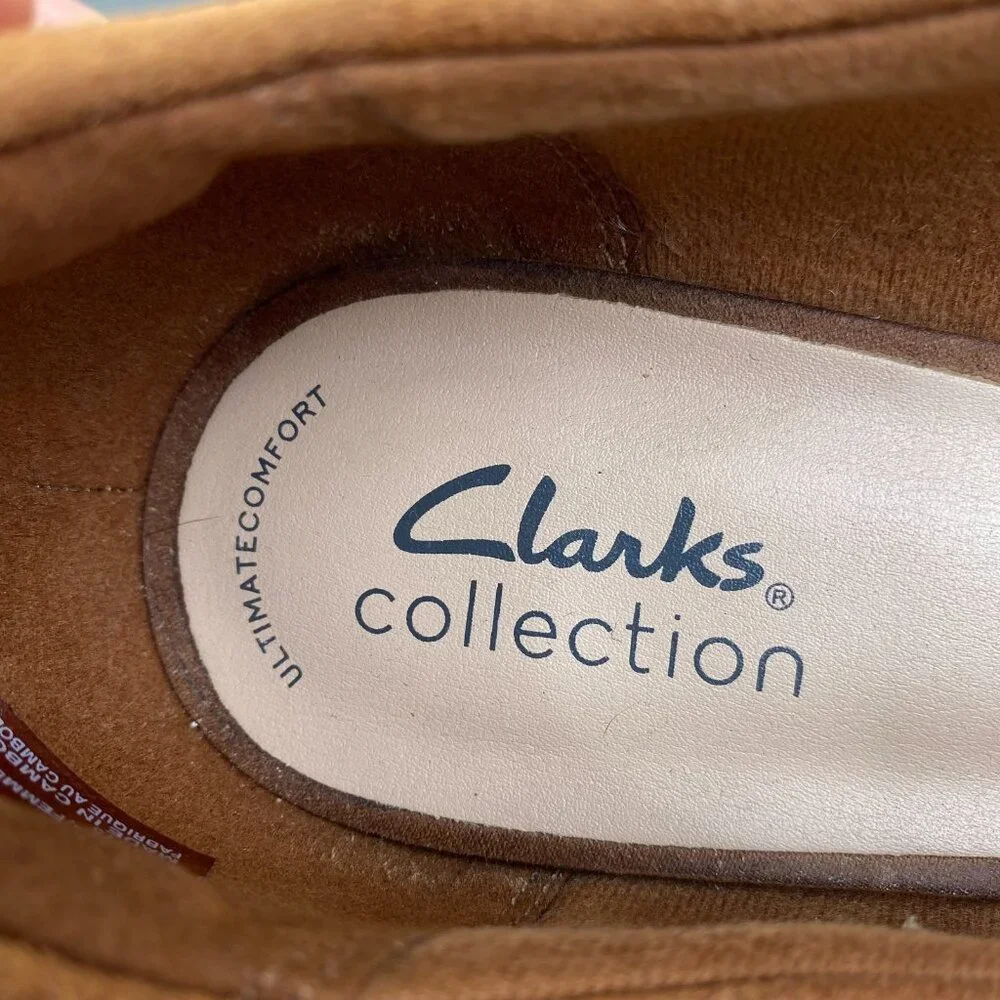 Clarks Women's Teresa Step Dark‎ Tan Suede 261678354070 Heels,Size 9.5M
